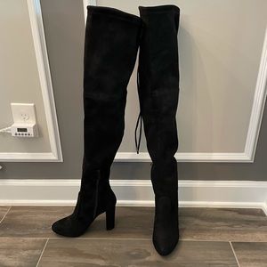 Black Suede Above-the-Knee Boots